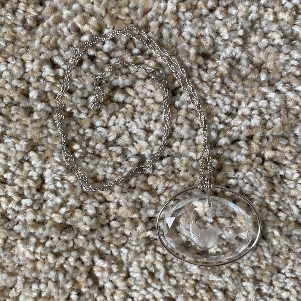 Hallmark Dove of Peace Embossed Glass Necklace